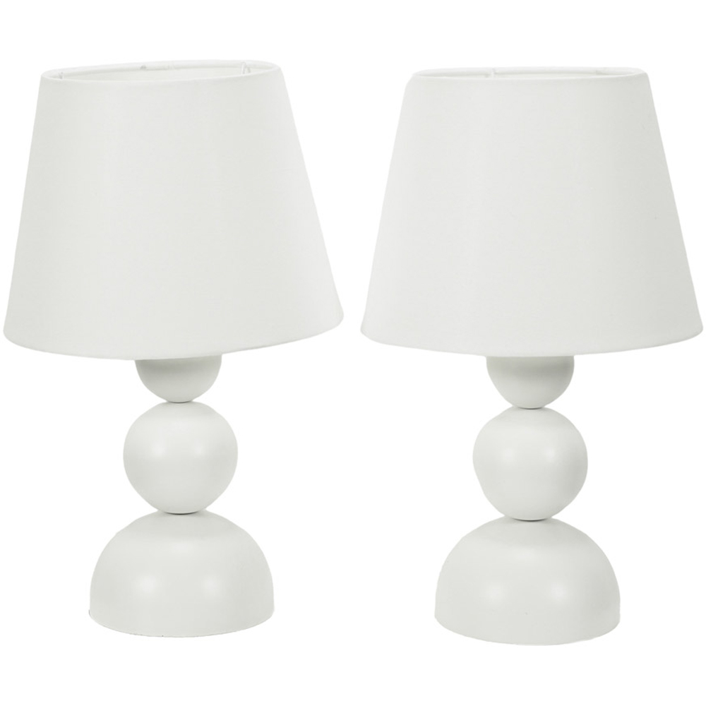 ValueLights Winnie Cream Shade Stacked Globe Touch LED Table Lamp Set of 2 Image 1