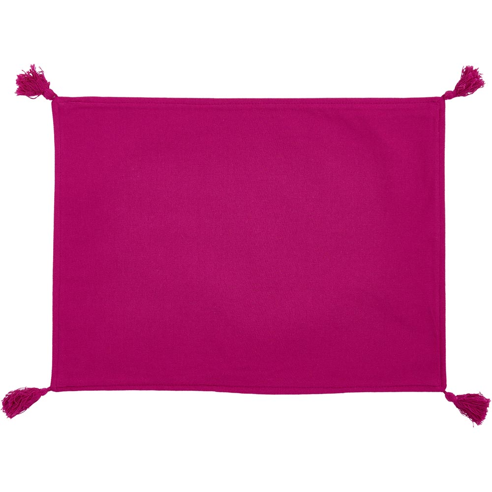 Wilko Eastern Delight Pink Woven Tassel Placemat   Image 1