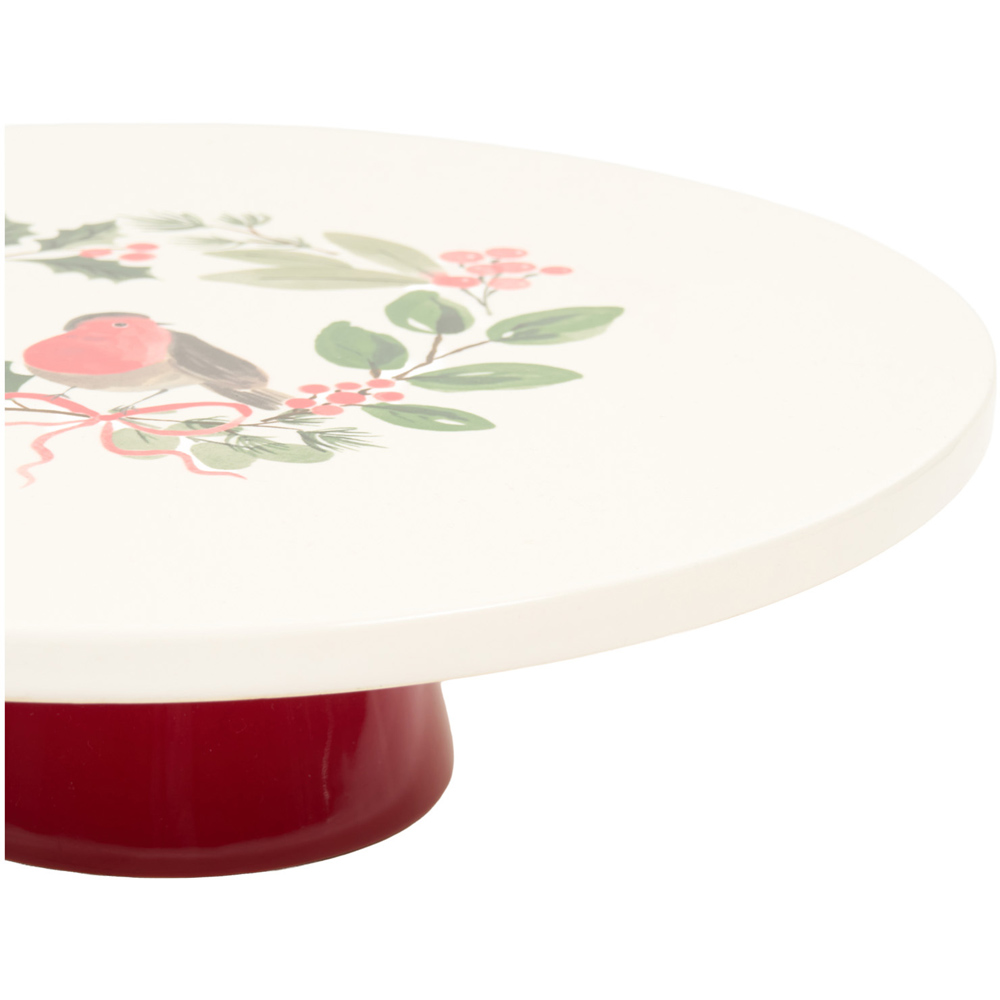Festive Robin Cake Stand Cream Image 2
