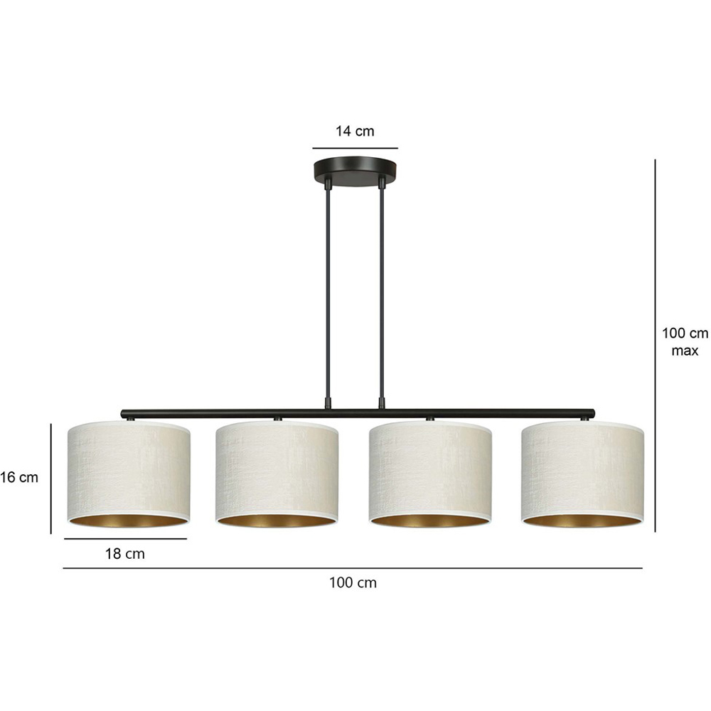 Emibig Hilde 4 Light White Shade Black E27 Ceiling Pendant Light Image 9