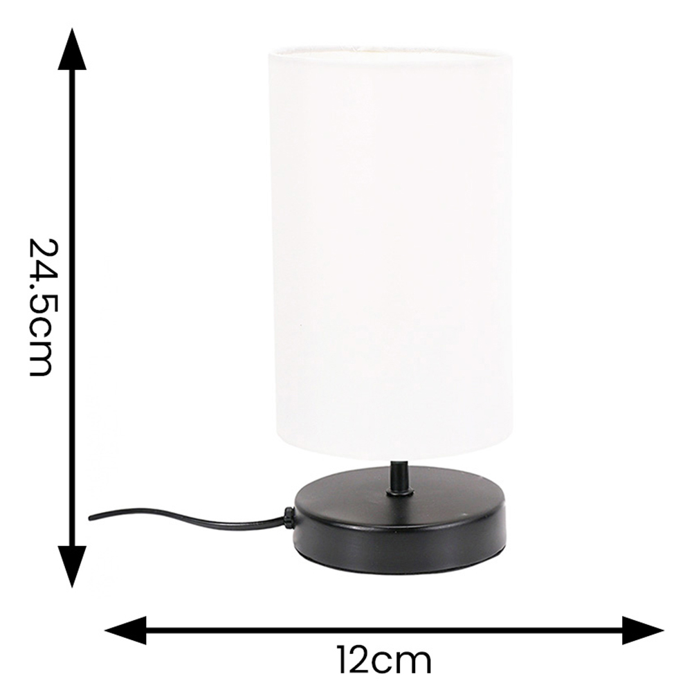 ValueLights Francis Matt Black and White Shade Dimmable Touch LED Table Lamp Image 5
