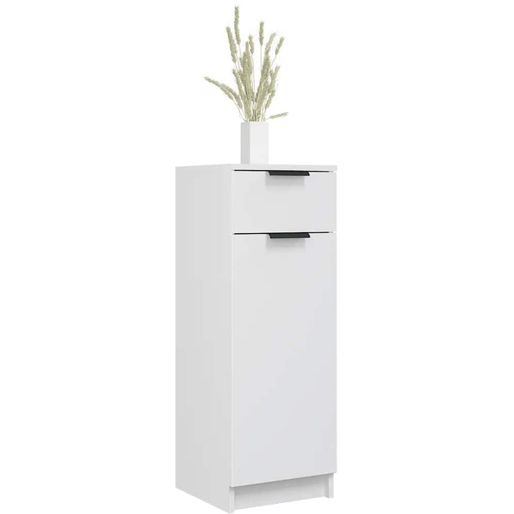 vidaXL Single Door Single Drawer White Narrow Bathroom Cabinet Image 3