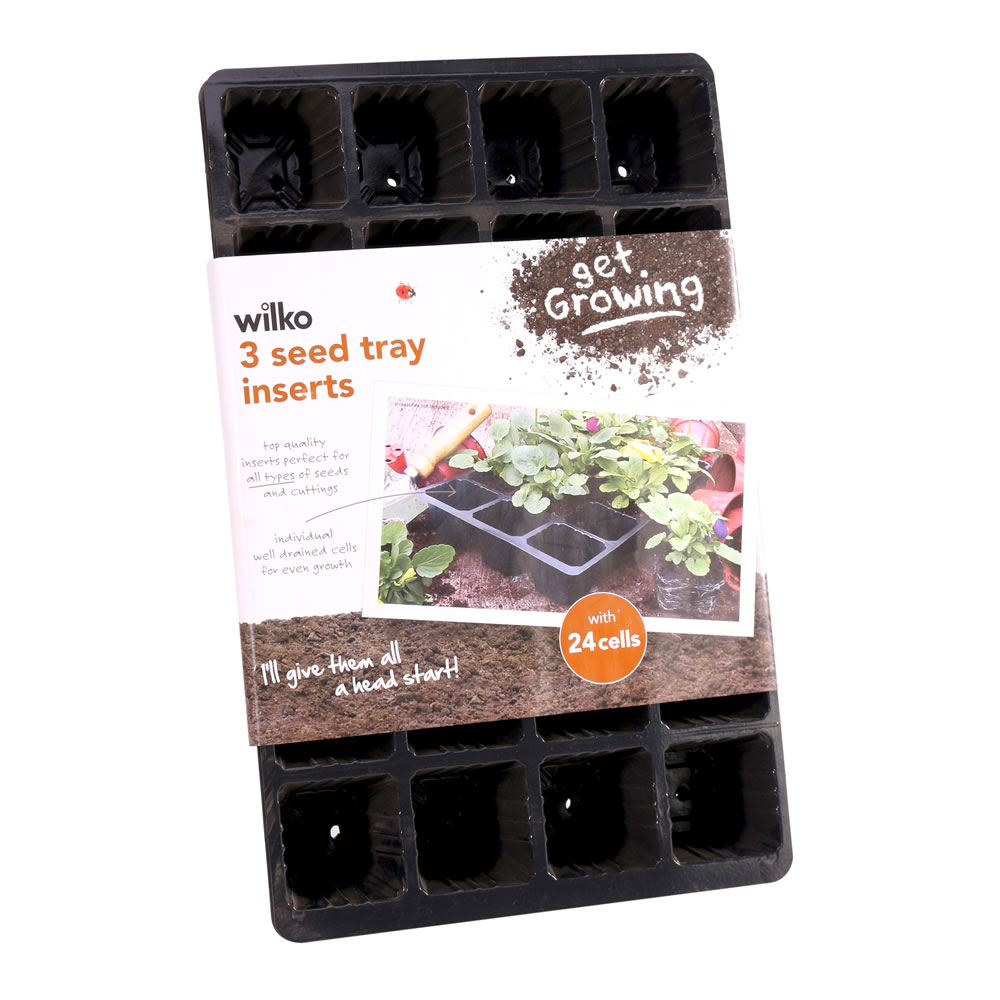 Wilko 3 Pack Black Seed Tray 24 Inserts Image 1
