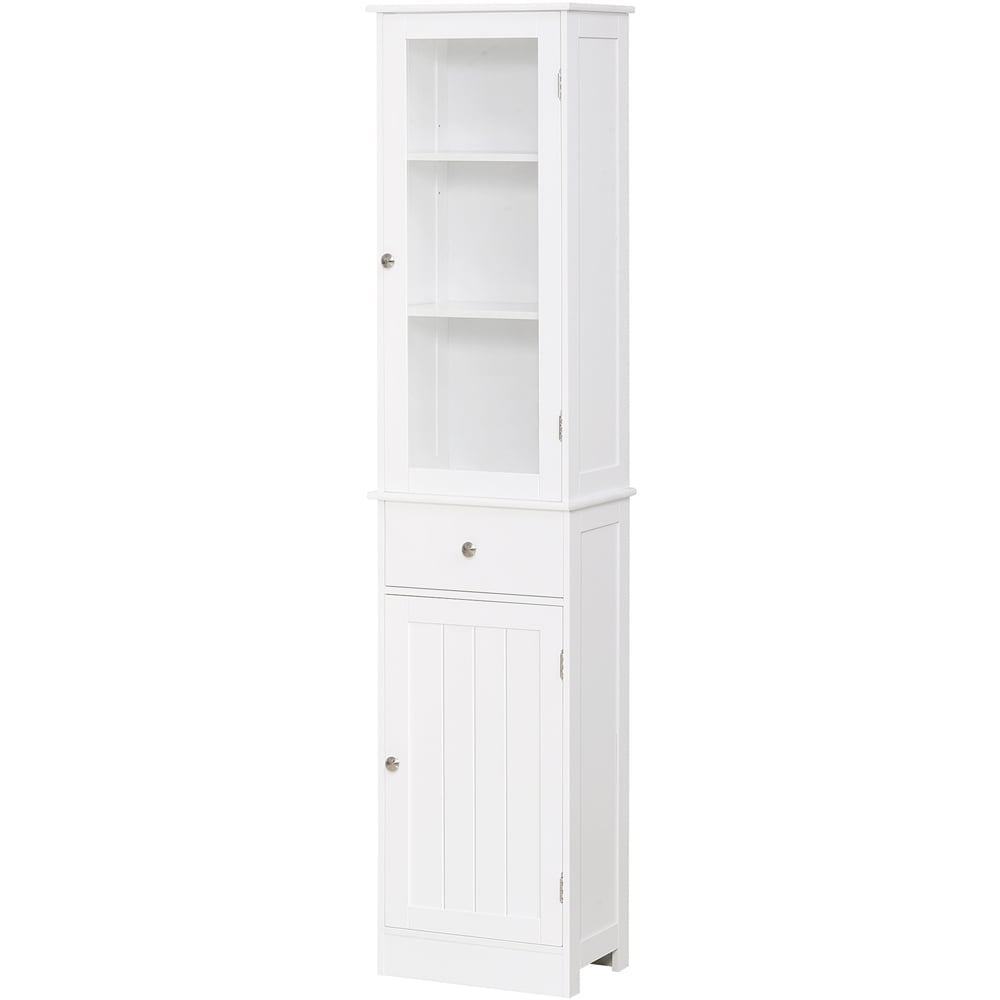 Kleankin 2 Door Single Drawer White Bathroom Floor Cabinet Image 2
