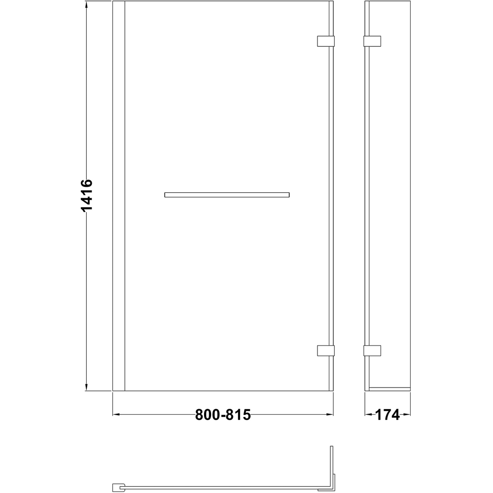 nuie Polished Chrome L-Shaped Hinged Bath Screen with Rail 6mm Image 3
