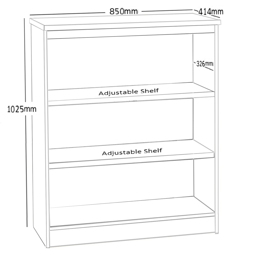 R White Cabinets 3 Shelf Classic Oak Mid Height Bookcase Image 5