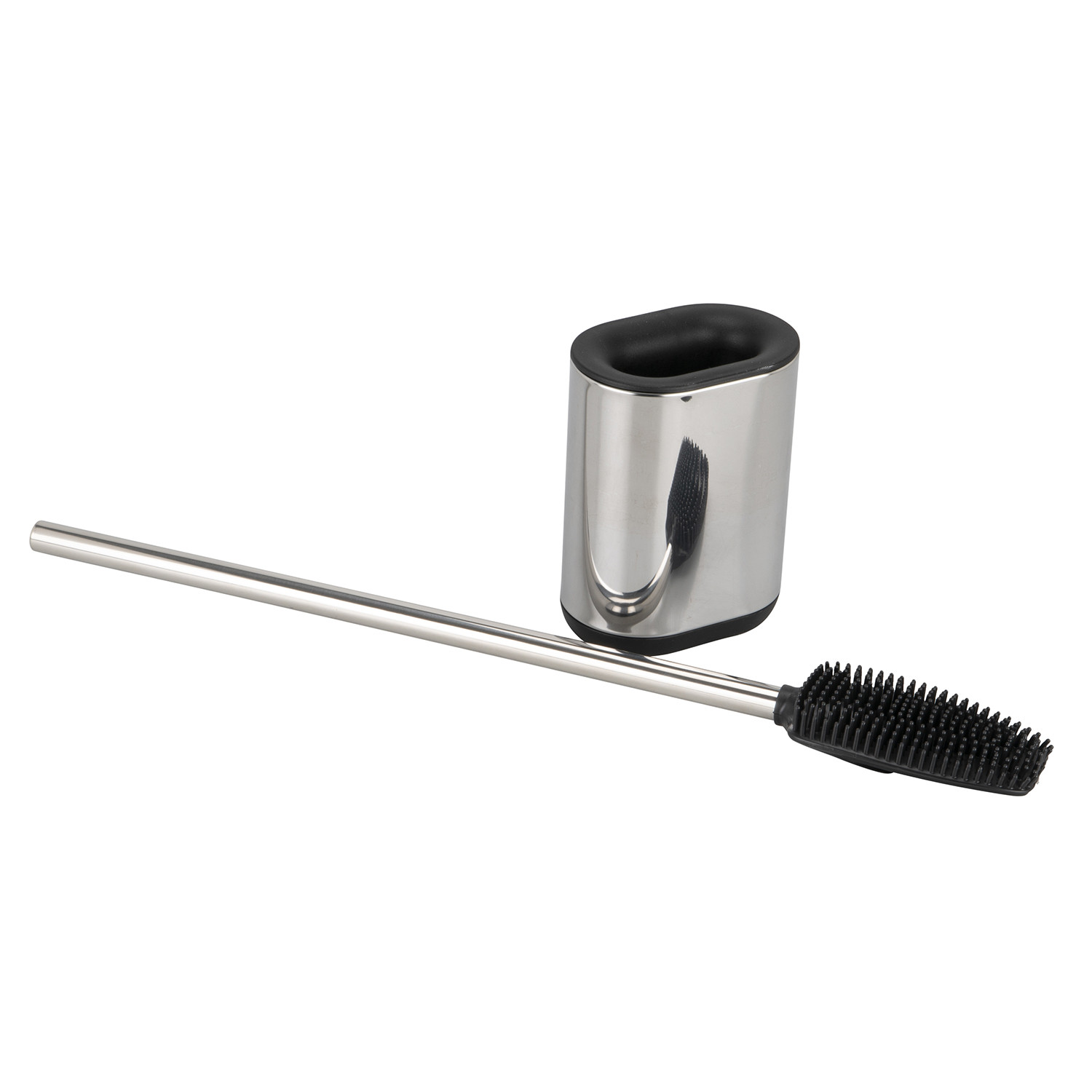 Silver Flat Toilet Brush Holder Image 2