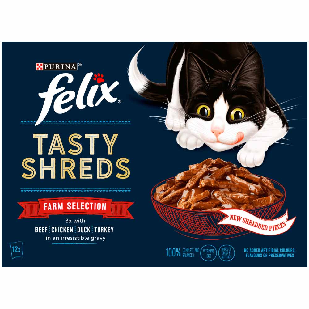 Felix Tasty Shreds Farm Selection in Gravy Cat Food 12 x 80g Image 3