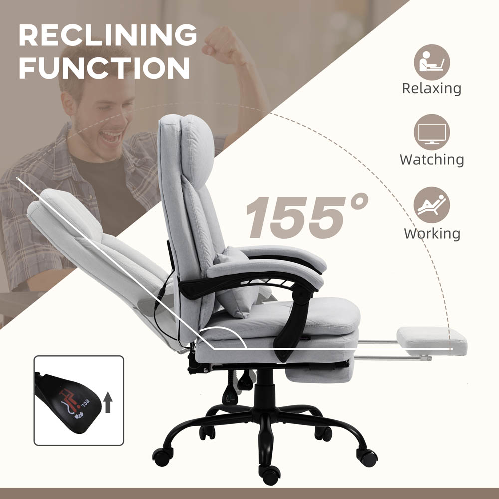 Portland Grey Microfibre Swivel Vibration Massage Office Chair Image 3