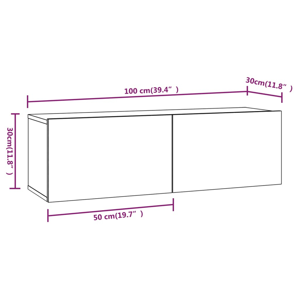 vidaXL 2 Door Wall Mounted Concrete Grey TV Cabinet Set of 2 Image 9