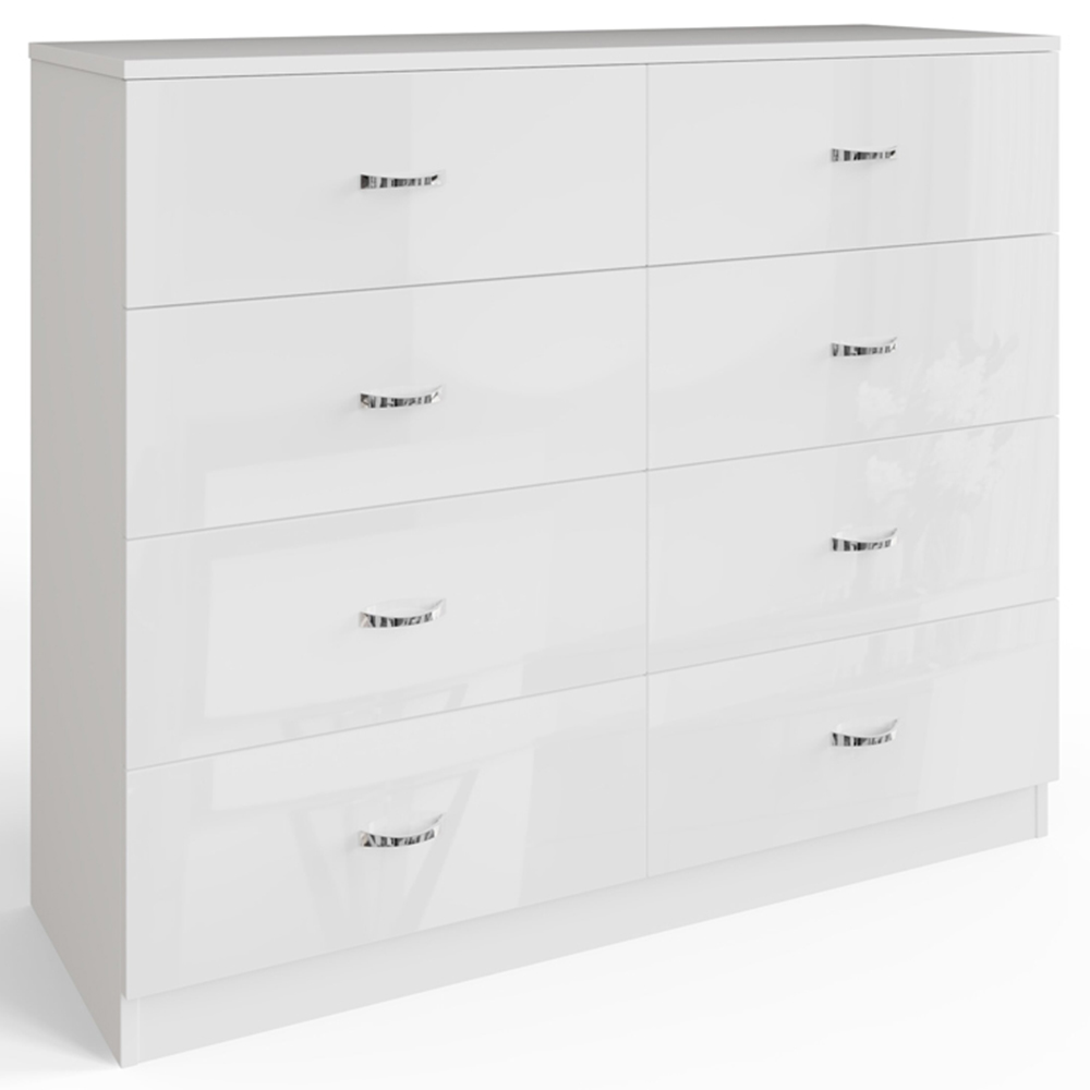 FWStyle Chilton 8 Drawer White Gloss Chest of Drawers Image 2