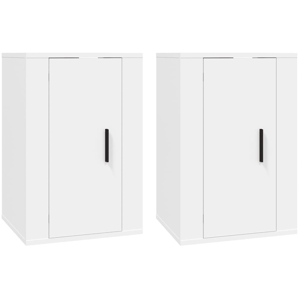 vidaXL Single Door White Wall Mounted TV Cabinet Set of 2 Image 2