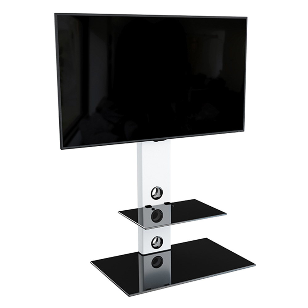 AVF Lesina Satin White and Black Glass Pedestal TV Unit Image 3