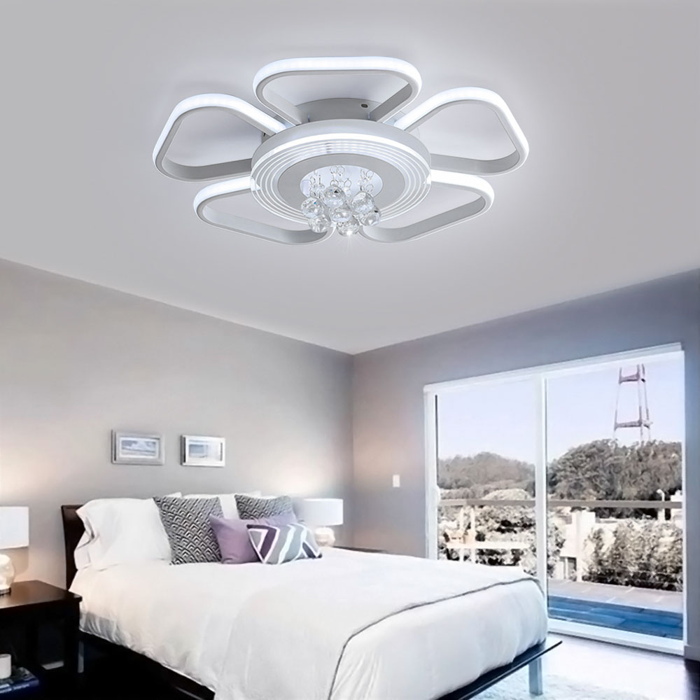 Living and Home White 5 Head 78W LED Petal Crystal Ceiling Light Image 6