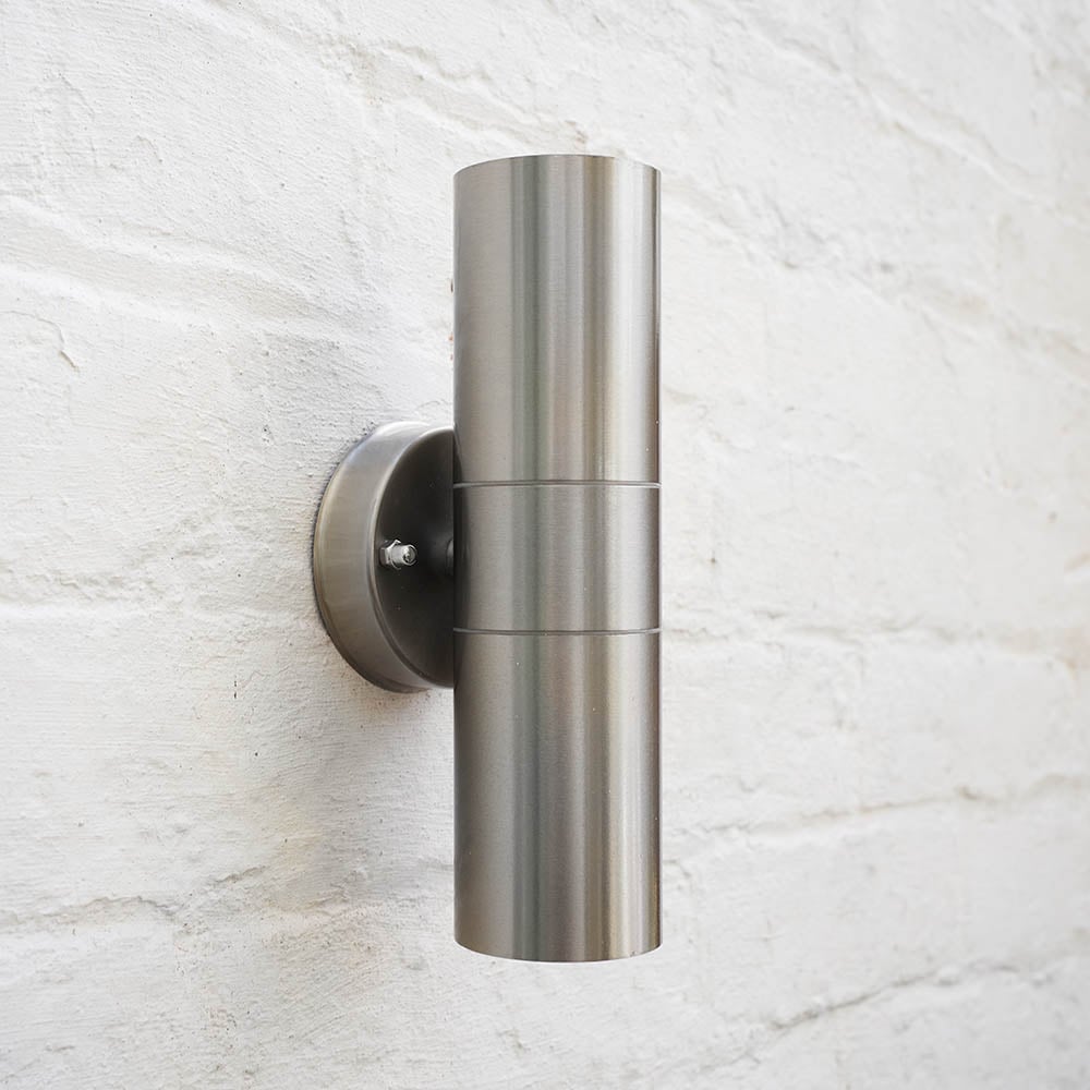 ValueLights Set of 2 Silver Warm White Bulb Wall Up-Down Outdoor Light Image 4