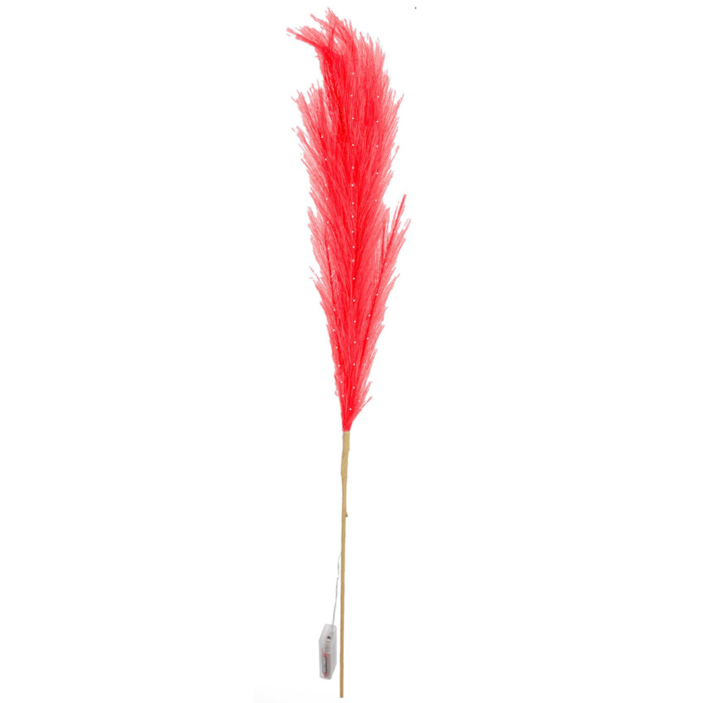 Shatchi Pre Lit Red Pampas Grass 100cm Image 1