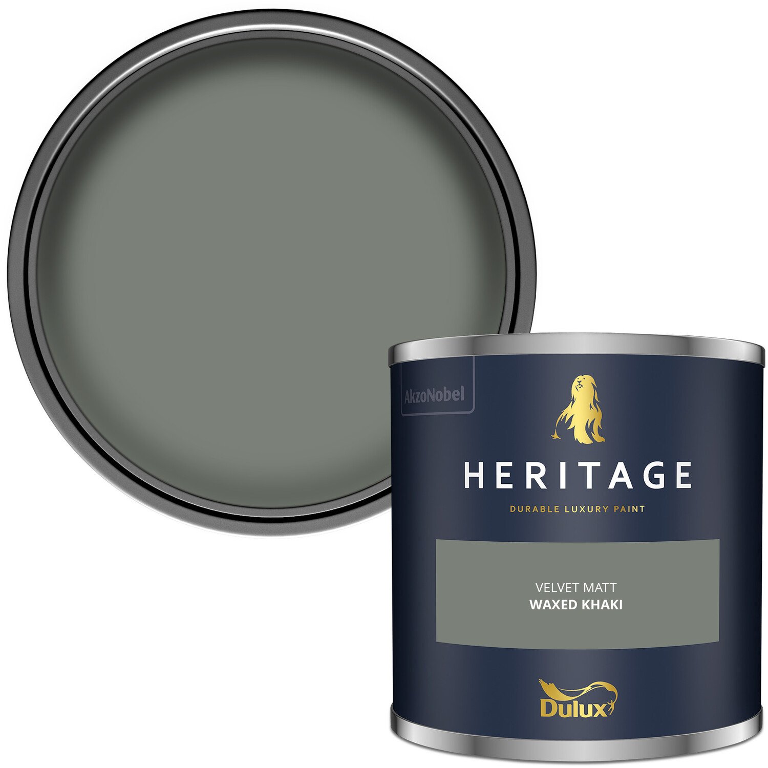 Dulux Heritage Walls and Ceilings Waxed Khaki Velvet Matt Emulsion Paint Tester Image 2