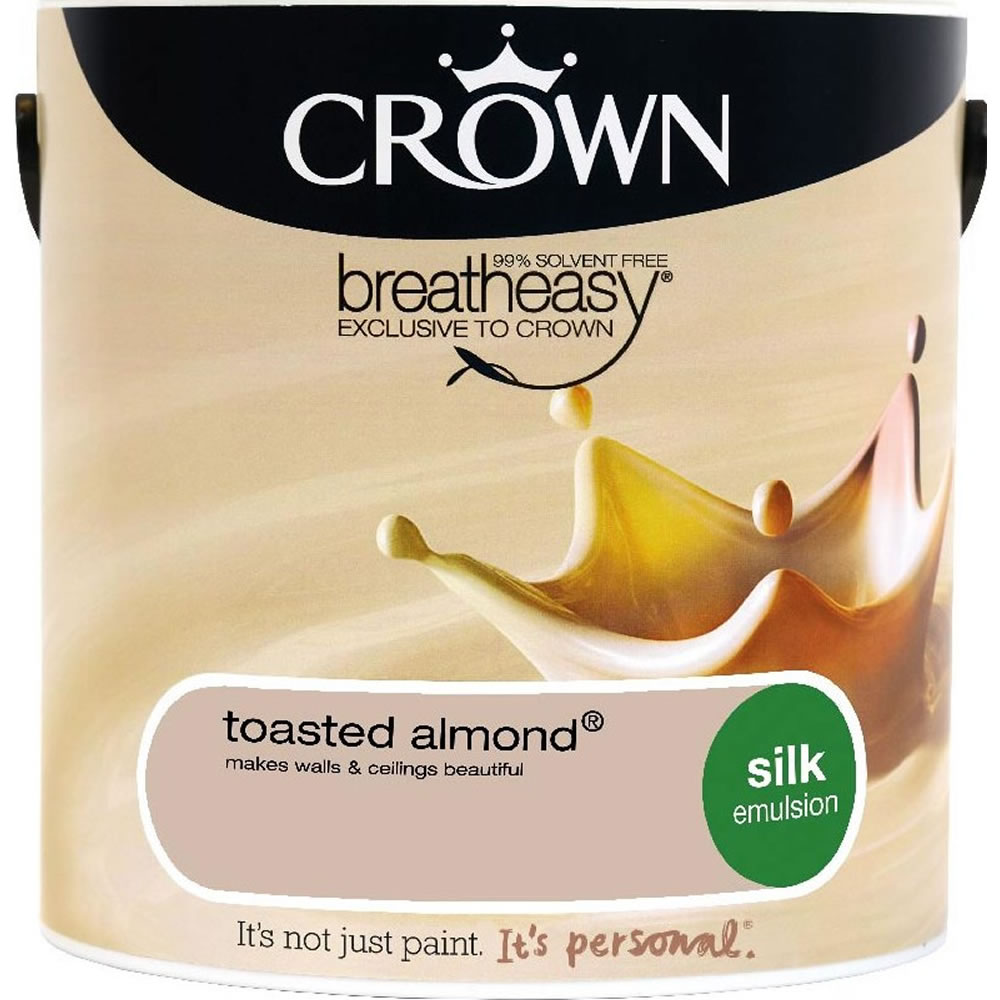 Crown Toasted Almond Silk Emulsion Paint 2.5L Image 1