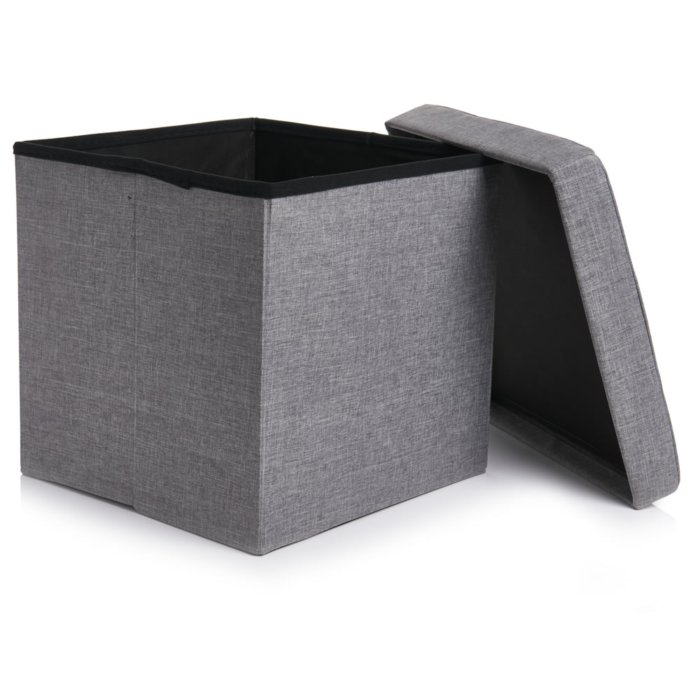 Wilko 40 x 40cm Grey Faux Linen Storage Cube Image 2