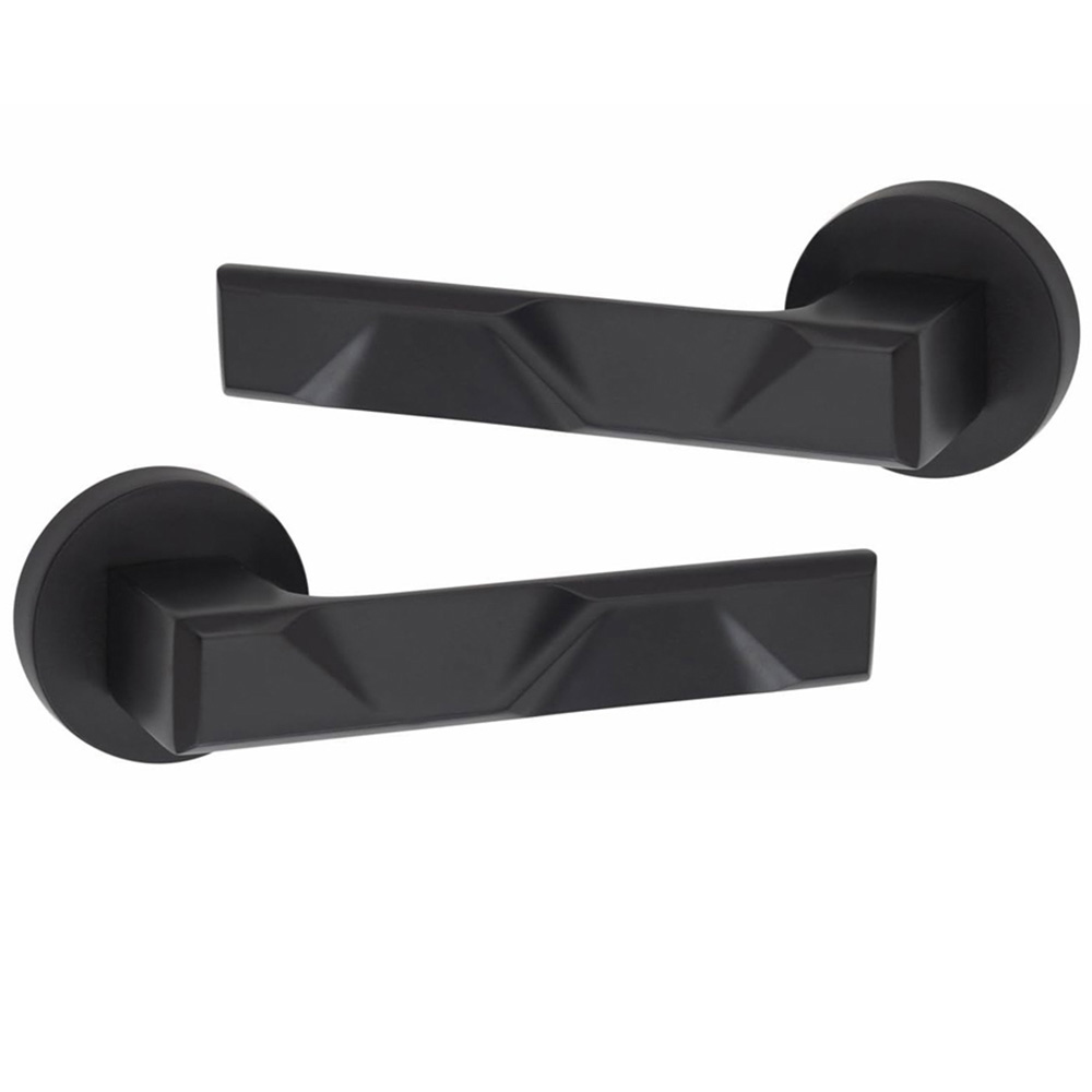 Golden Grace Matt Black Modern Nova Euro Lock Door Handle Set 70mm Image 3