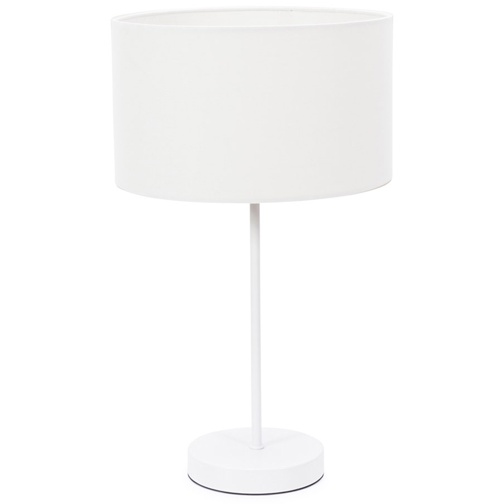 ValueLights Charlie Drum Shade White Table Lamp and Bulb Image 1