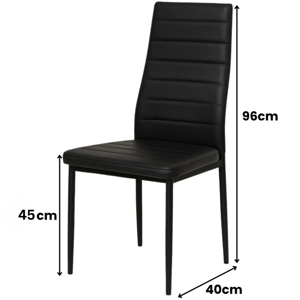 Portland 6 Seater Faux Leather Marble Effect Tabletop Dining Set Black Image 4