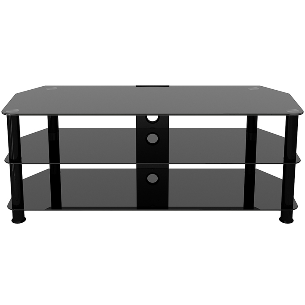 AVF Classic 2 Shelf Black Glass Corner TV Unit with Cable Management Image 3