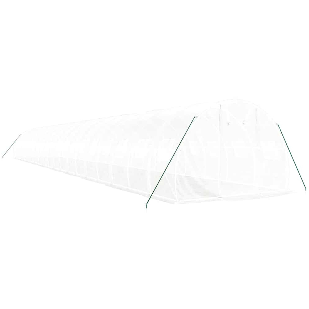 vidaXL White Polyethylene Galvanised Steel Frame 65.6 x 9.8ft Greenhouse Image 2