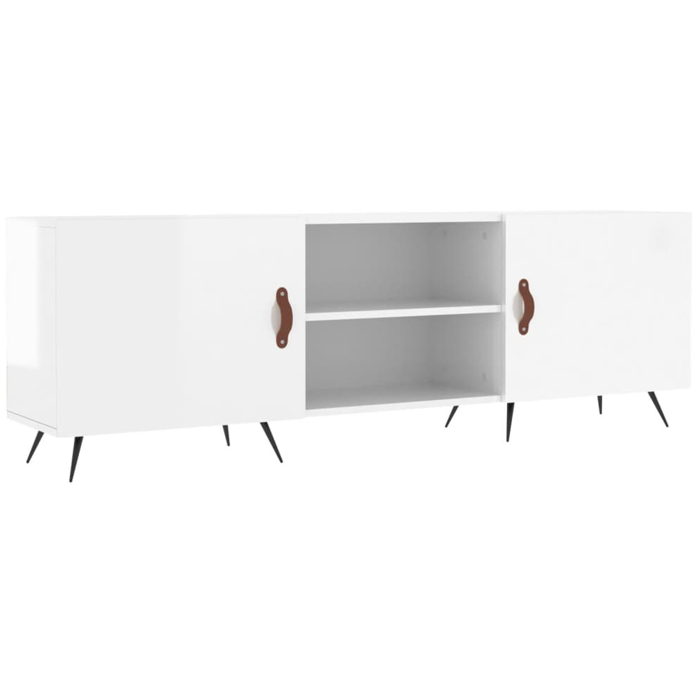 vidaXL 2 Door 2 Shelf High Gloss White TV Cabinet Image 2