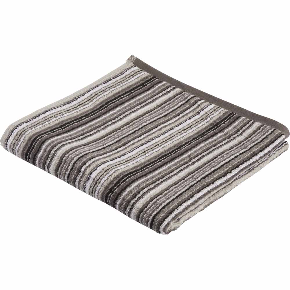 Wilko Grey Stripe Bath Towel Image 1