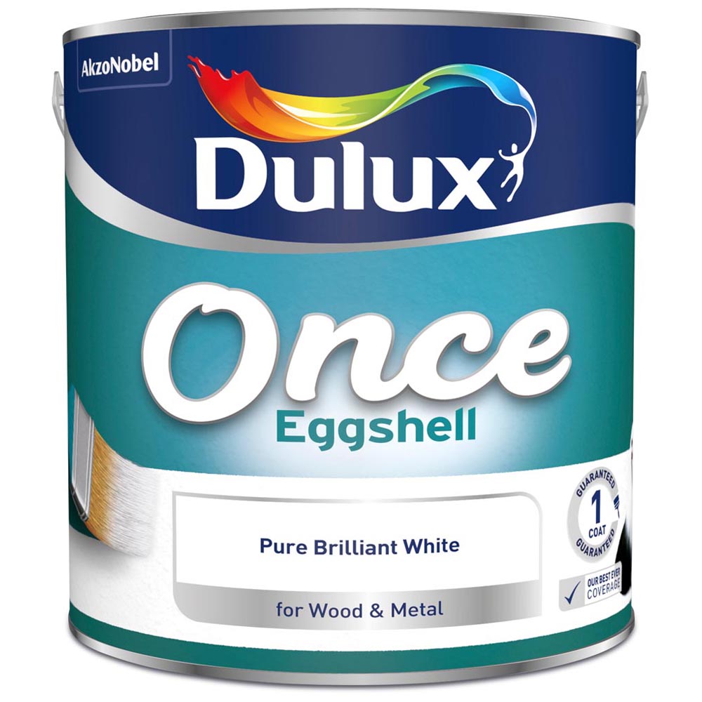 Dulux Once Pure Brilliant White Eggshell Paint 2.5L Image 2