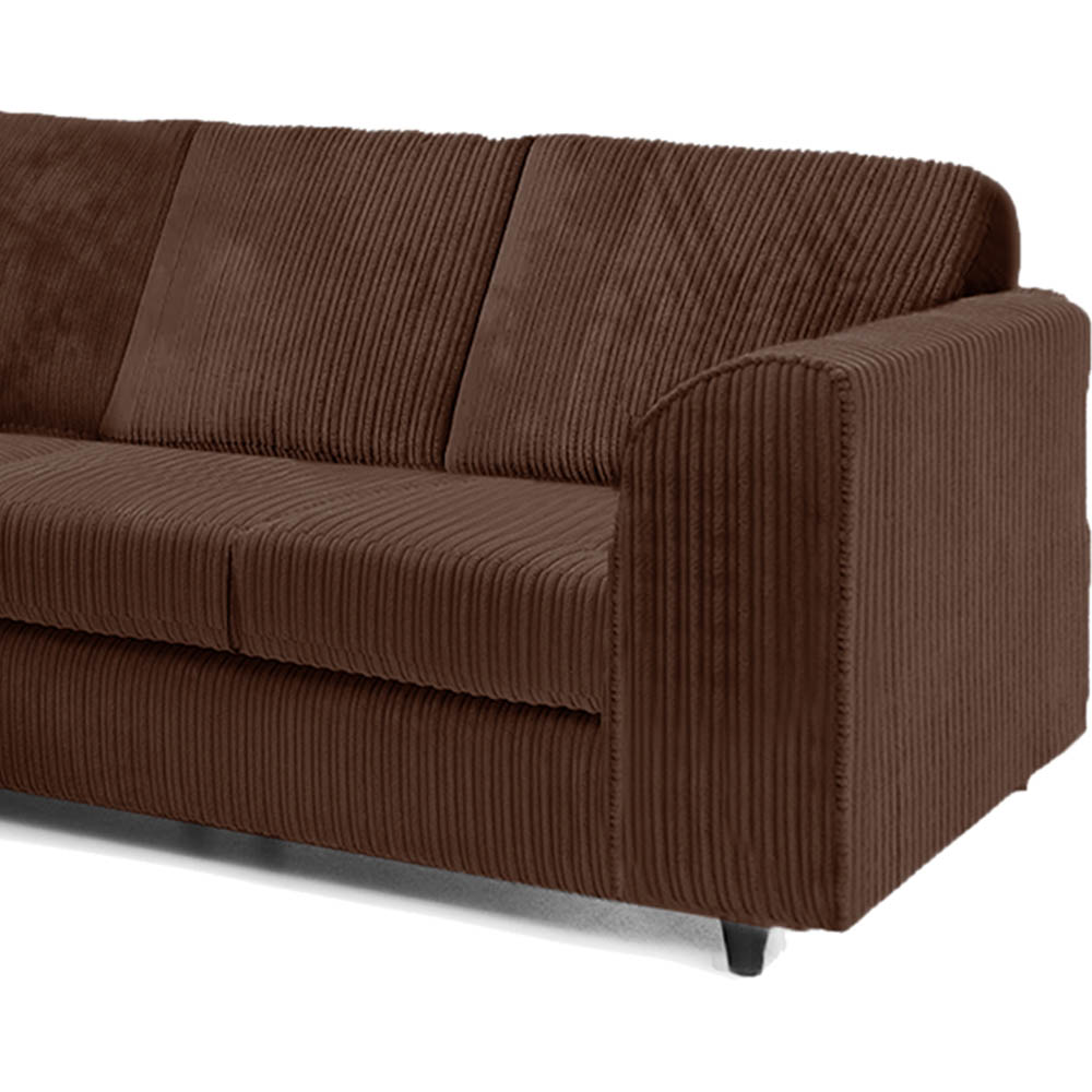 Luxor 5 Seater Chocolate Jumbo Cord Full Back L Shaped Corner Sofa Set Image 3