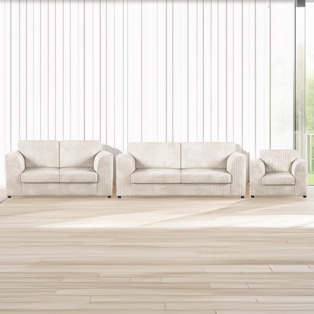 Luxor 6 Seater Cream Jumbo Cord Full Back Sofa Suite Image 1