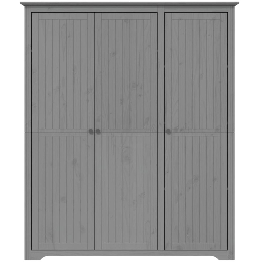 vidaXL Bodo 3 Door Grey Solid Wood Pine Wardrobe Image 3