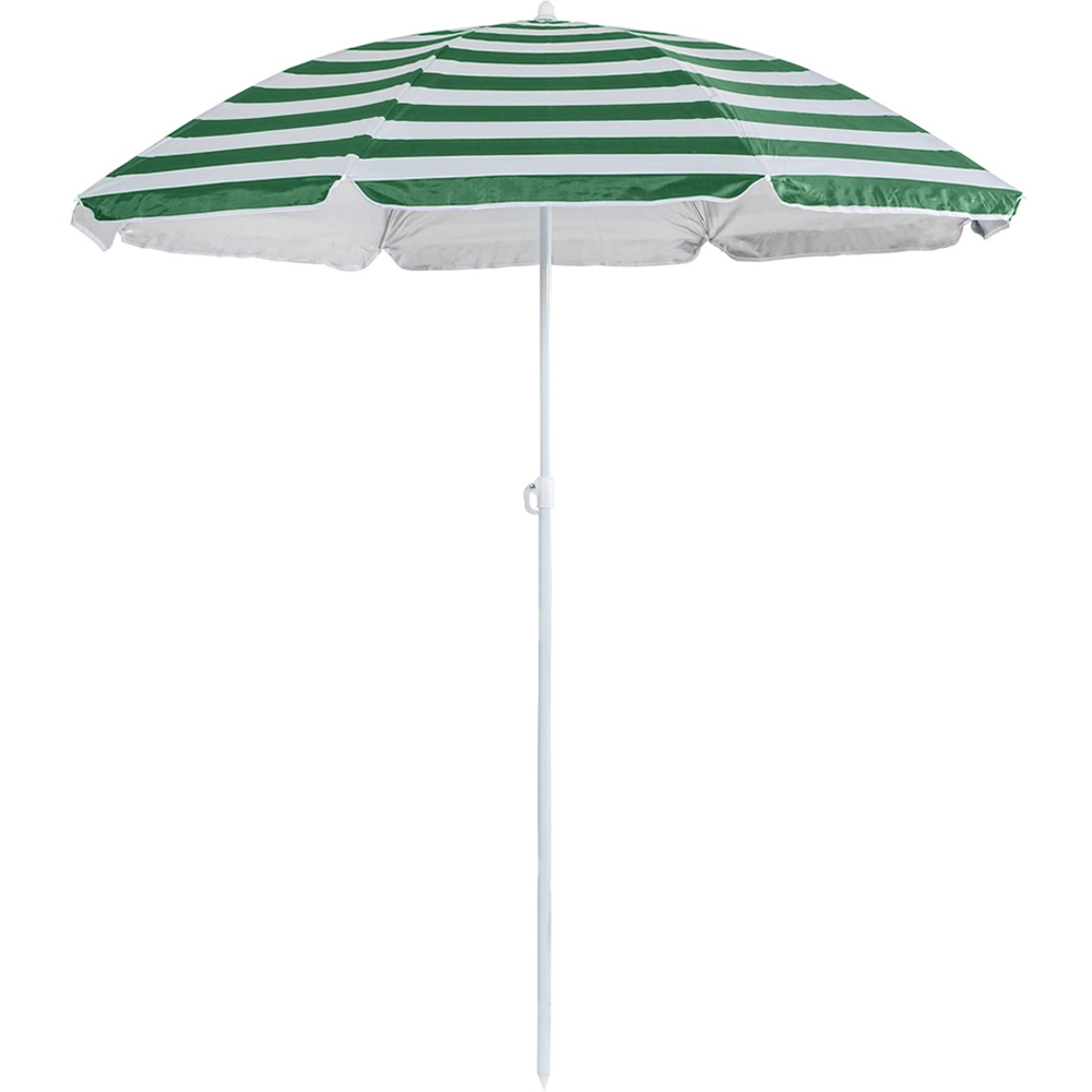 Harbour Housewares Green Stripe Metal Beach Parasol 1.8m Image 1