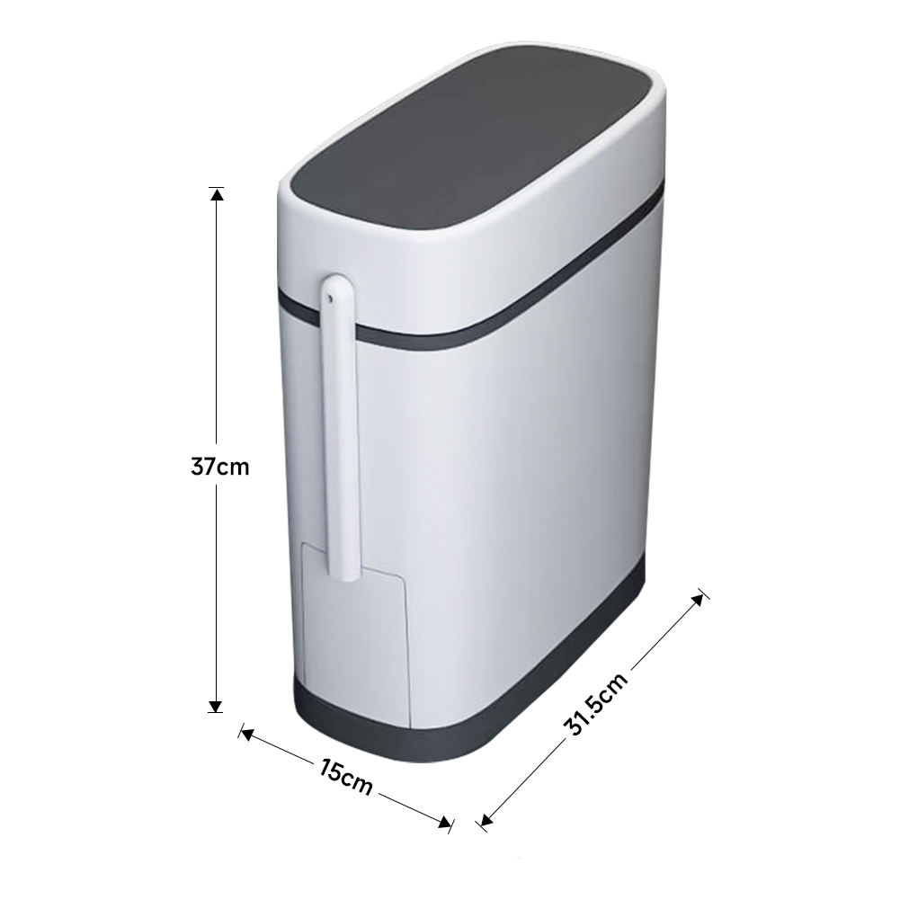 Living and Home Bathroom Slim Trash Can with Lid White 14L Image 4