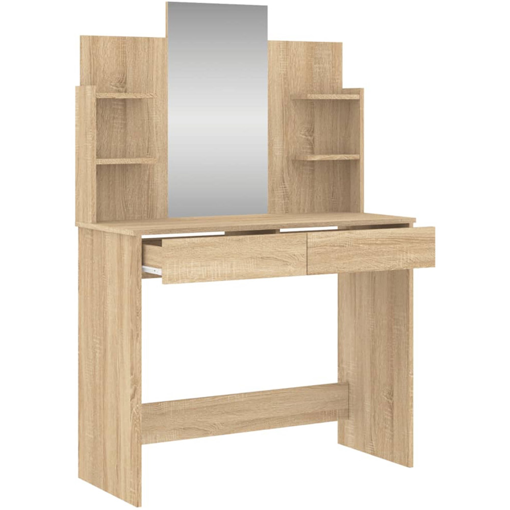 vidaXL 2 Drawer 4 Shelf Sonoma Oak Dressing Table with Mirror Image 5