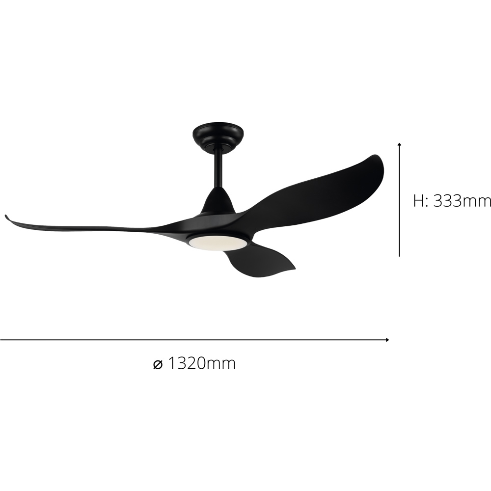 EGLO Cirali 52 Metal Black 5 Speed Lit Ceiling Fan Image 4