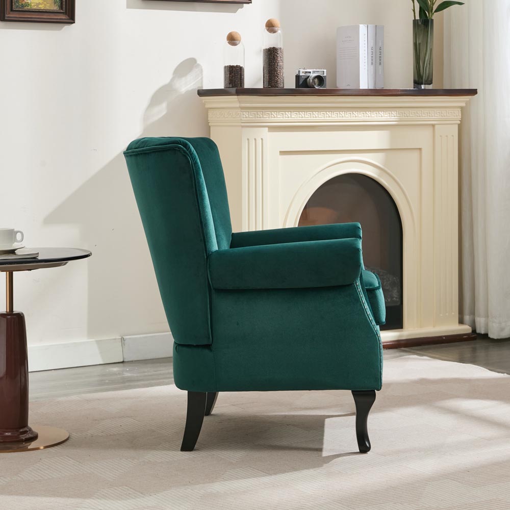 Furniture One Velvet Accent High Back Tub Chair Image 6