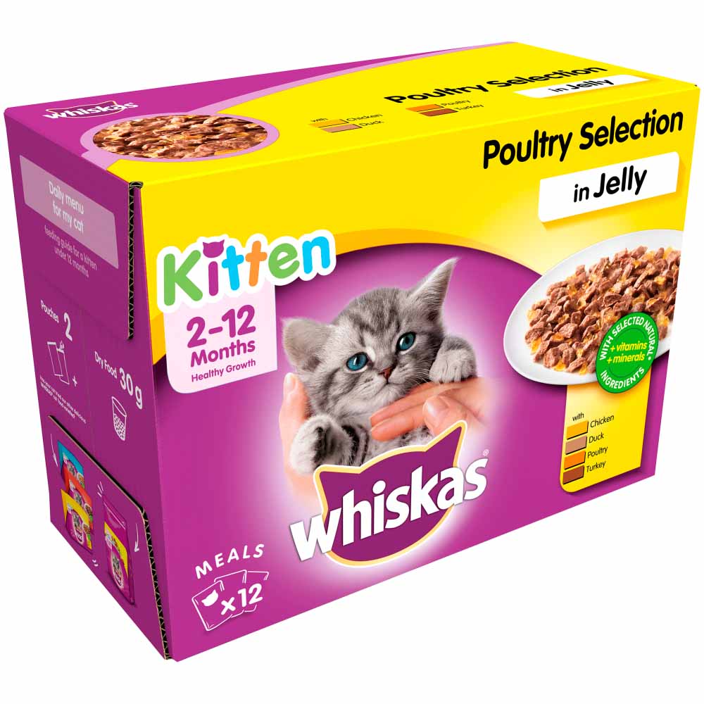 Whiskas Kitten Wet Cat Food Pouches Poultry in Jelly 12 x 100g Image 2