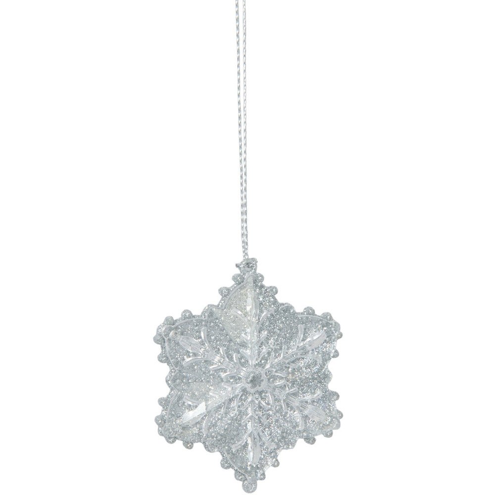 Glitter Acrylic Snowflake Decoration Silver Image 1