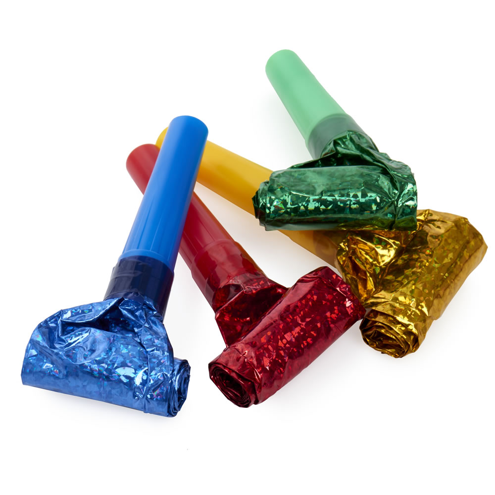 Wilko Assorted Colours Party Blowers 4 pack Image