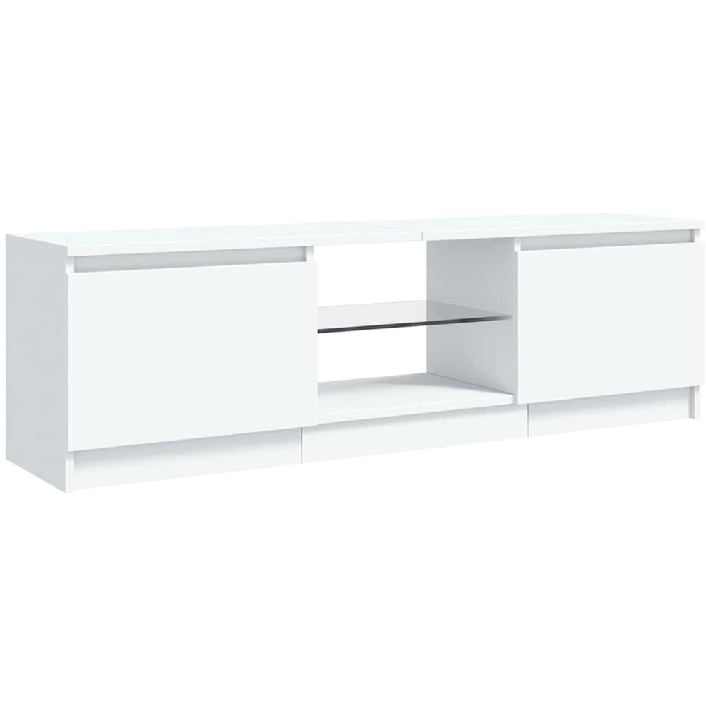 vidaXL 2 Door 2 Shelf White TV Cabinet with LED Lights Image 4