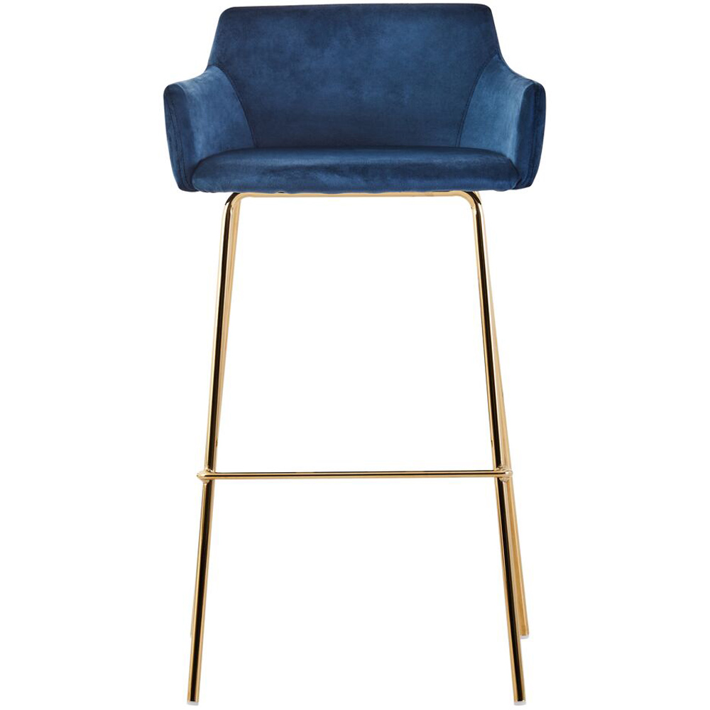 Premier Housewares Tamzin Blue Velvet Low Back Bar Chair Image 2