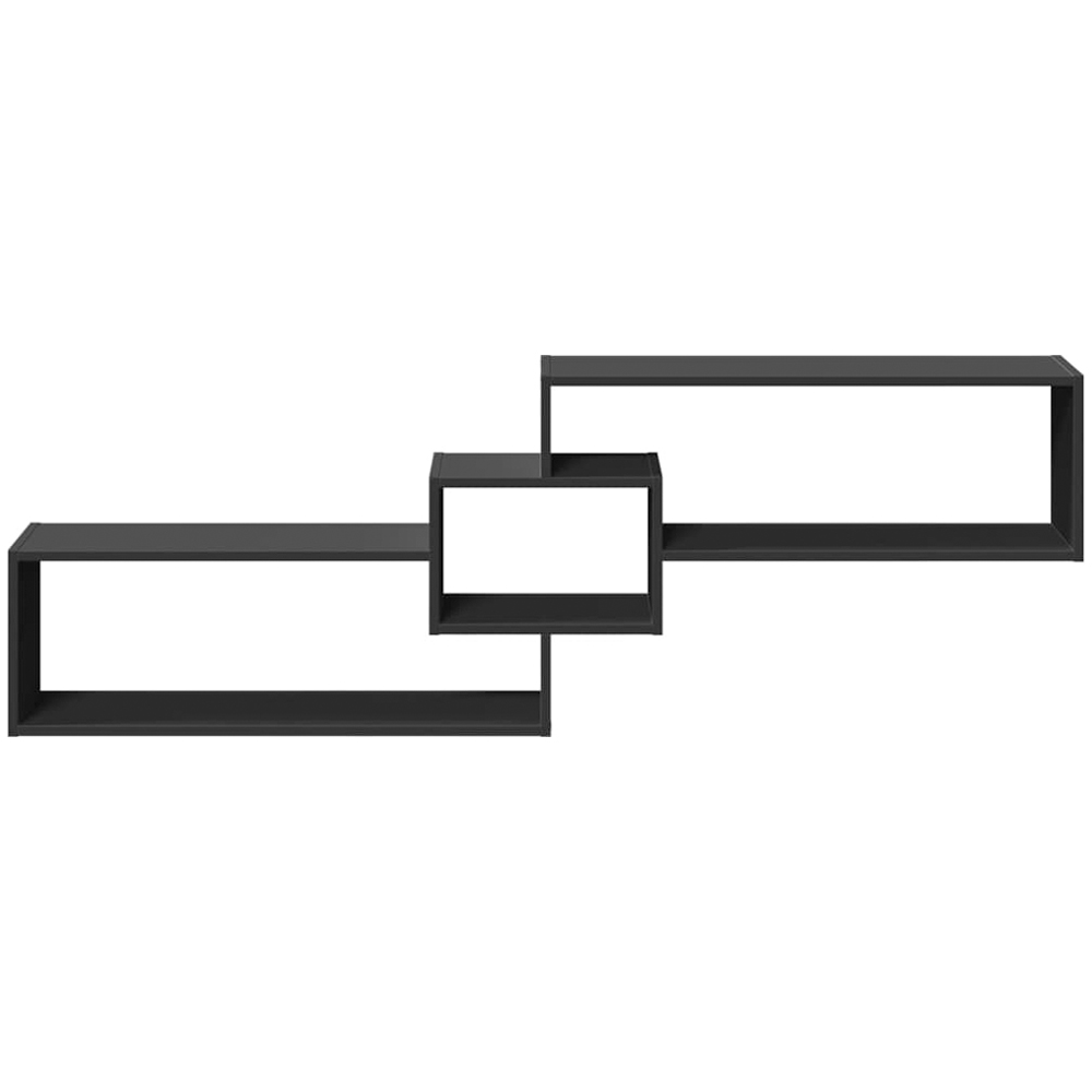 vidaXL 3 Shelf Black Modern Wall Cabinet Image 3