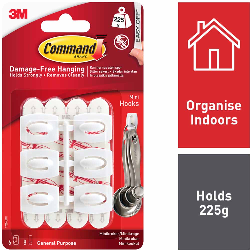 Command Damage Free White Mini Hooks 6 Pack