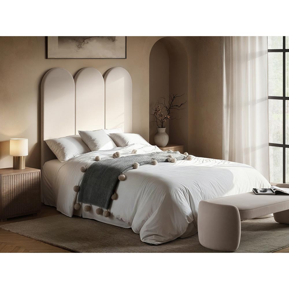 Solace+Co Cirrus Beige Velvet Headboard Panel 3 Pack Image 2