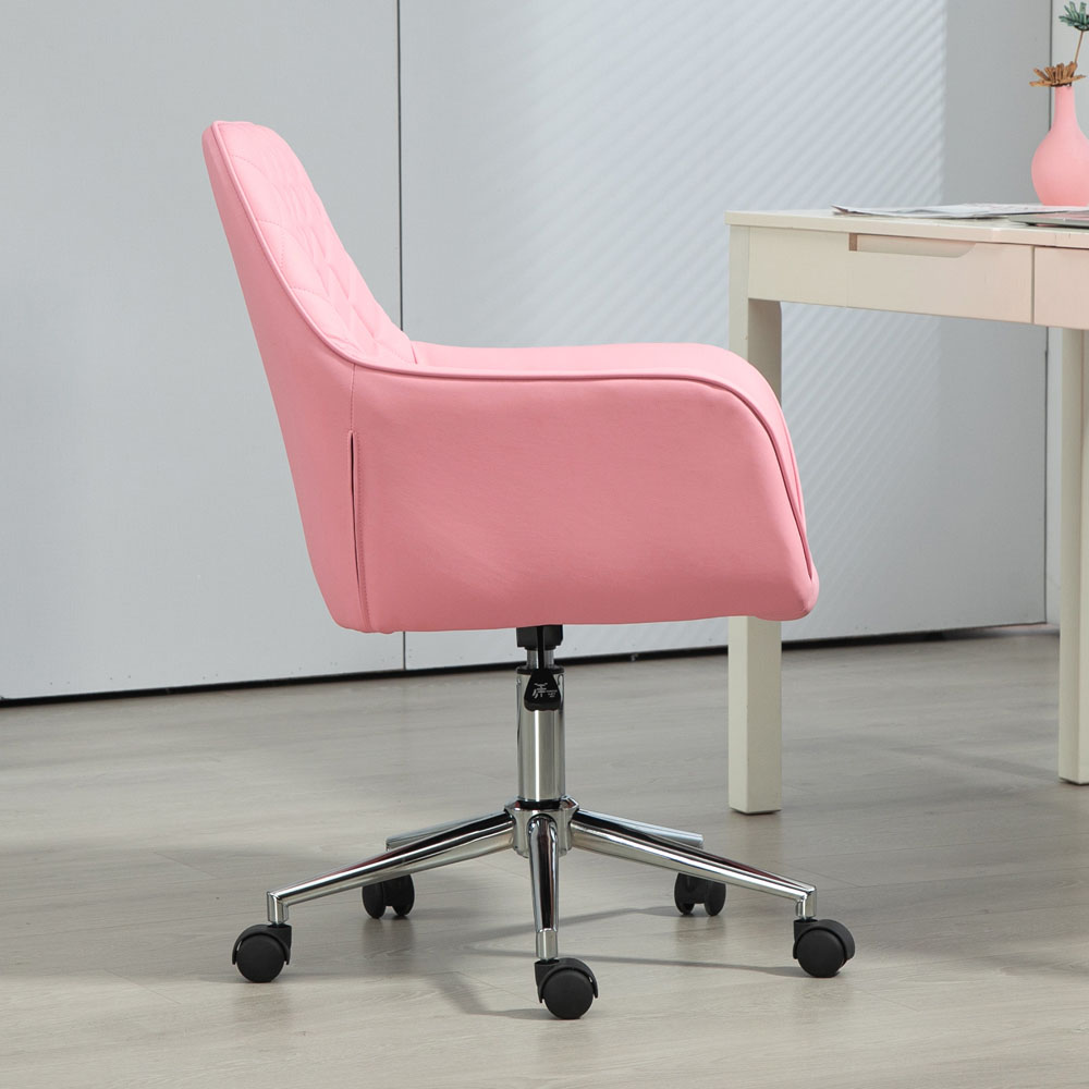Portland Pink Leather-Feel Fabric Swivel Office Chair with Armrests Image 5
