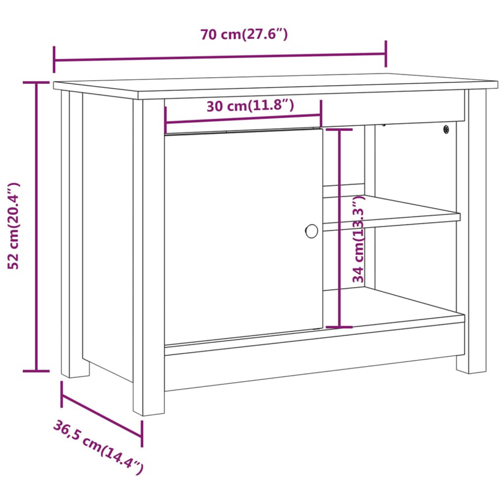 vidaXL Single Door 2 Open Shelf Natural Solid Wood Pine TV Cabinet Image 9