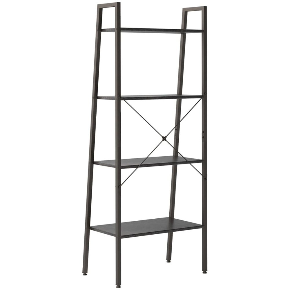 vidaXL 4 Shelf Black Wood and Steel Freestanding Bookcase Image 4